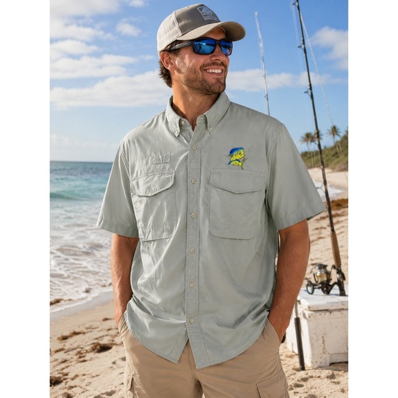 Other - COOSA COUNTY CLOTHIERS Men's Large Green Shirt Sleeve Fishing Shirt Vented -1086